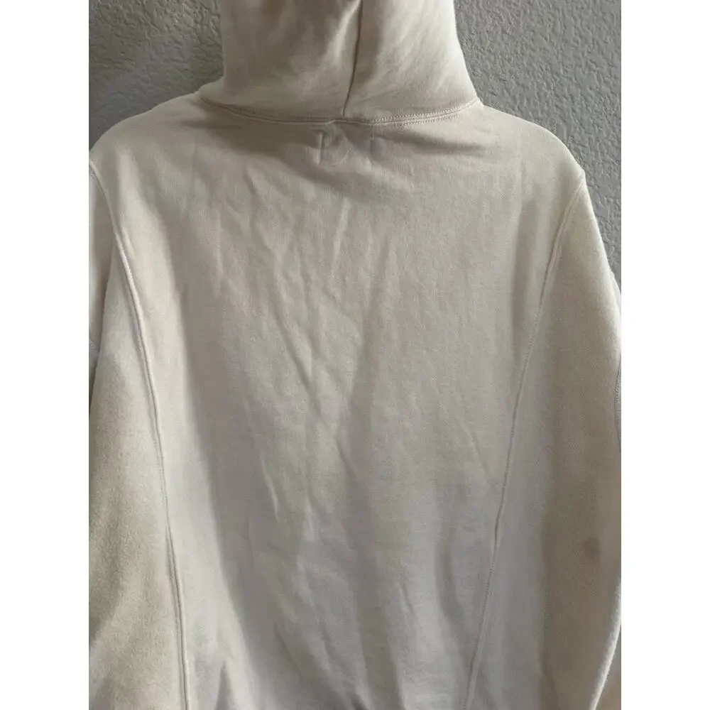 BDG Womens Oversized Cropped Size Medium Cream Colored Hoodie Split VNeck #NE